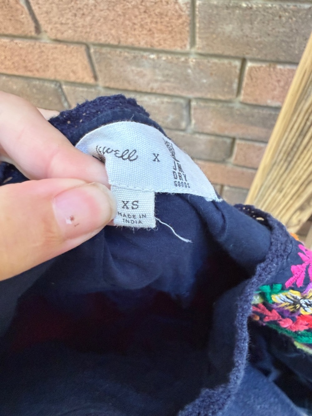 Madewell Navy Dress with Bright Multicolor Embroidery Size XS - Picture 5 of 6